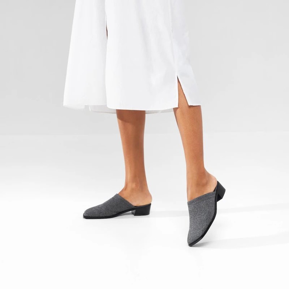 VIVAIA Gray Square-Toe‎ Mules Heeled Comfortable Shoes size EU/40 US/9